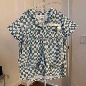 Art Class Green and White Checkered Pajama Set L 10-12Y